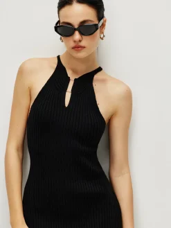 COMMENSE Ribbed Sexy Sleeveless Sweater Dress* Black Dresses|Sweater Dresses