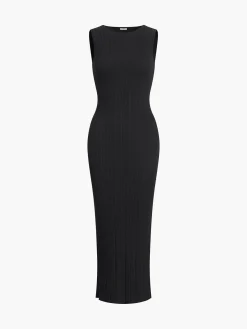 COMMENSE Ribbed Sleeveless Knit Long Dress* Sweater Dresses|Vacation Dresses