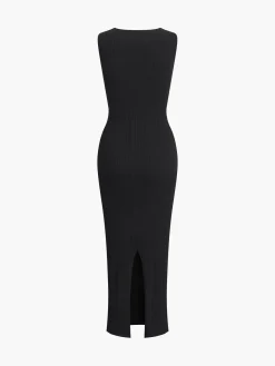 COMMENSE Ribbed Sleeveless Knit Long Dress* Sweater Dresses|Vacation Dresses