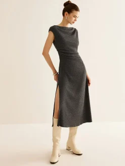 COMMENSE Ribbed Sleeveless Pleated Slim Dress* Casual Dresses|Summer Dresses