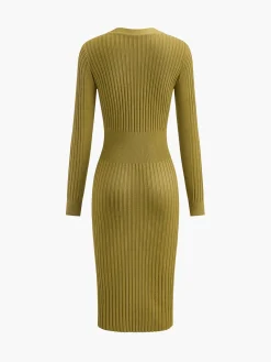 COMMENSE Ribbed Slim Sweater Midi Dress* Sweater Dresses|Sweater Dresses