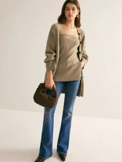 COMMENSE Ribbed Strapless Slit Sweater Vest* Sweater Vests|Sweaters & Cardigans