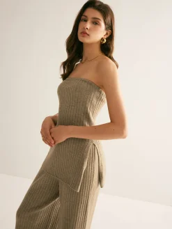 COMMENSE Ribbed Strapless Slit Sweater Vest* Sweater Vests|Sweaters & Cardigans