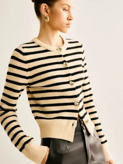 COMMENSE Ribbed Striped Cardigan* Cardigans|Sweaters & Cardigans