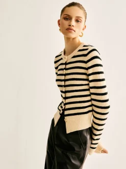 COMMENSE Ribbed Striped Cardigan* Cardigans|Sweaters & Cardigans