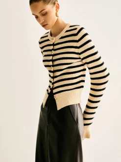 COMMENSE Ribbed Striped Cardigan* Cardigans|Sweaters & Cardigans