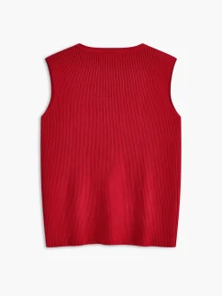 COMMENSE Ribbed Tie Neck Sweater Vest* Sweater Vests|Sweaters & Cardigans