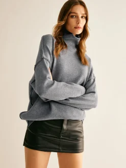 COMMENSE Ribbed Turtleneck Knit Top* Sweater Tops|Sweaters & Cardigans