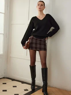 COMMENSE Ribbed V-Neck Bow Sweater* Sweater Tops|Sweaters & Cardigans