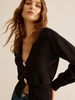 COMMENSE Ribbed V-Neck Cinched Cardigan* Cardigans|Sweaters & Cardigans