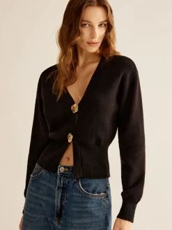 COMMENSE Ribbed V-Neck Cinched Cardigan* Cardigans|Sweaters & Cardigans