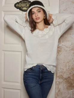 COMMENSE Romance 3D Flower Knit Top* Sweater Tops|Sweaters & Cardigans