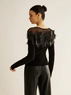 COMMENSE Romance Floral Decor Slim Blouse* Blouses & Shirts|Tops