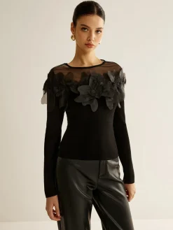 COMMENSE Romance Floral Decor Slim Blouse* Blouses & Shirts|Tops