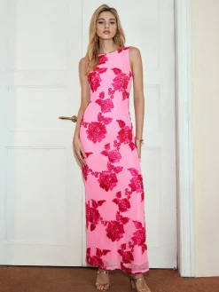 COMMENSE Romance Floral Sleeveless Mesh Dress* Casual Dresses|Floral Dresses
