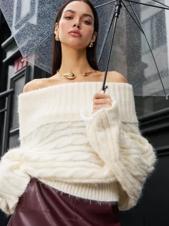 COMMENSE Romance Off-Shoulder Twist Sweater* Sweater Tops|Sweaters & Cardigans