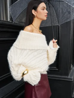 COMMENSE Romance Off-Shoulder Twist Sweater* Sweater Tops|Sweaters & Cardigans