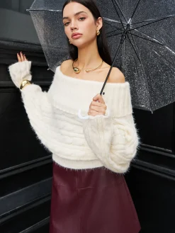 COMMENSE Romance Off-Shoulder Twist Sweater* Sweater Tops|Sweaters & Cardigans
