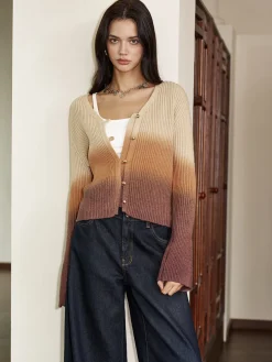 COMMENSE Romance Ombre Button Cardigan* Cardigans|Sweaters & Cardigans