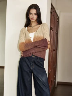 COMMENSE Romance Ombre Button Cardigan* Cardigans|Sweaters & Cardigans