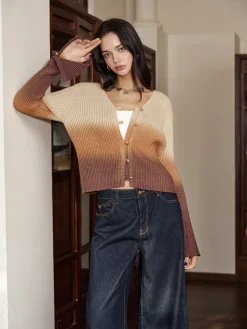 COMMENSE Romance Ombre Button Cardigan* Cardigans|Sweaters & Cardigans