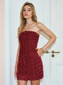 COMMENSE Romance Rosette Tube Dress* Casual Dresses|Cocktail & Party Dresses