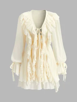 COMMENSE Romance Ruffle Chiffon Dress* Cocktail & Party Dresses|Short Dresses