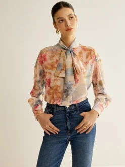 COMMENSE Romance Tie Neck Thin Shirt* Blouses & Shirts|Tops