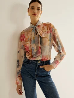 COMMENSE Romance Tie Neck Thin Shirt* Blouses & Shirts|Tops