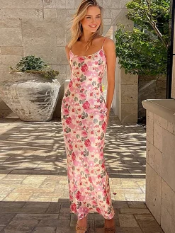 COMMENSE Romantic Floral Cami Long Dress* Casual Dresses|Floral Dresses