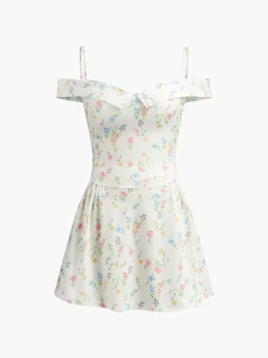 COMMENSE Romantic Floral Short Dress* White Dresses|Casual Dresses