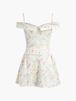 COMMENSE Romantic Floral Short Dress* White Dresses|Casual Dresses