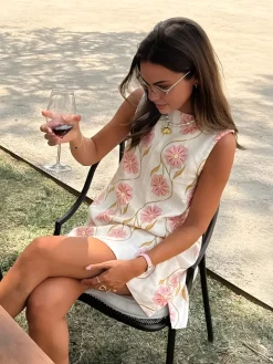 COMMENSE Romantic Print Sleeveless Short Dress* White Dresses|Casual Dresses