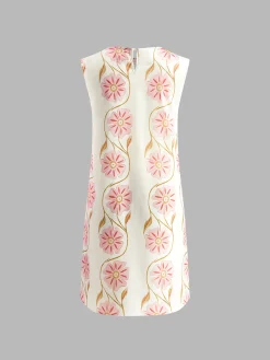 COMMENSE Romantic Print Sleeveless Short Dress* White Dresses|Casual Dresses