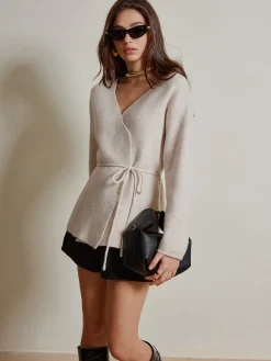 COMMENSE Rope Belted Wrap Cardigan* Cardigans|Sweaters & Cardigans