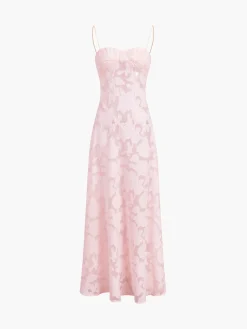 COMMENSE Rosalia Semi-sheer Floral Mesh Long Dress* Floral Dresses|Summer Dresses