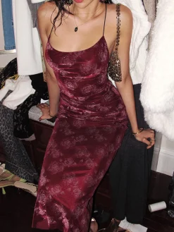 COMMENSE Rose Velvet Cami Dress* Casual Dresses|Cocktail & Party Dresses
