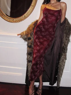 COMMENSE Rose Velvet Cami Dress* Casual Dresses|Cocktail & Party Dresses