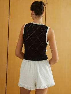COMMENSE Rosette Decor Sweater Vest* Sweater Vests|Sweaters & Cardigans
