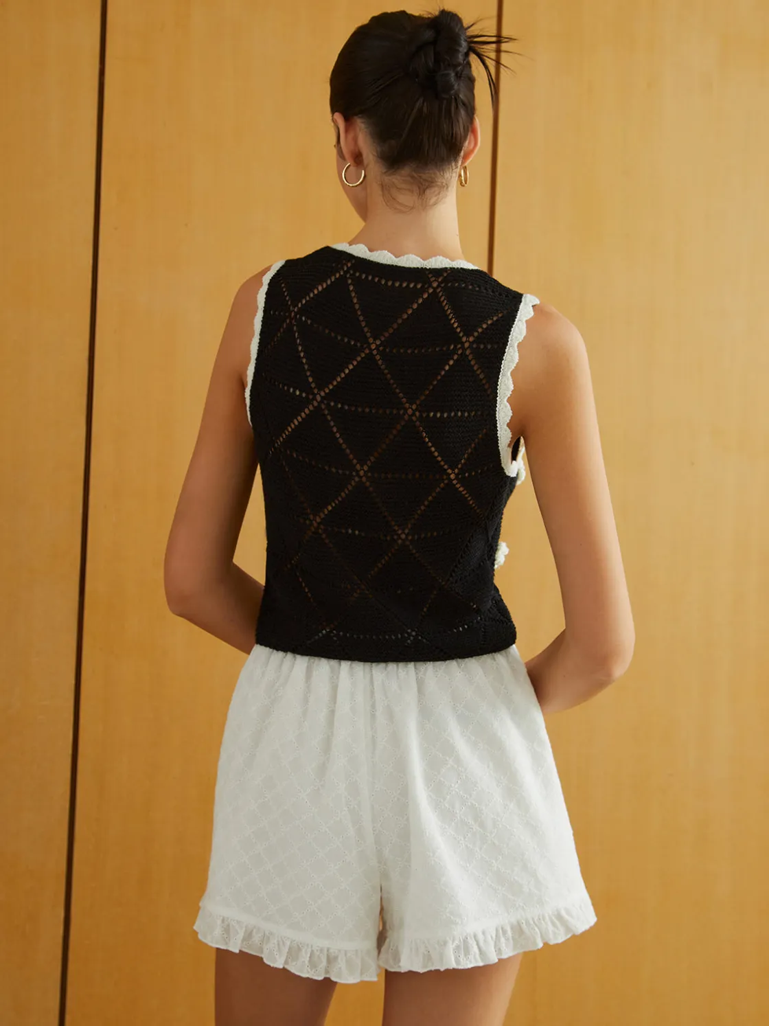 COMMENSE Rosette Decor Sweater Vest* Sweater Vests|Sweaters & Cardigans