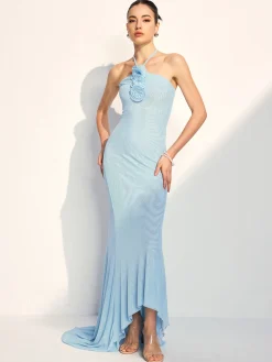 COMMENSE Rosette Halter Fishtail Dress* Cocktail & Party Dresses|Summer Dresses