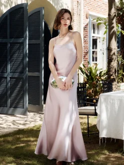 COMMENSE Rosette Pleated Backless Cami Long Dress* Cocktail & Party Dresses|Vacation Dresses