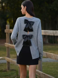 COMMENSE Round Neck Bow-Decor Sweater* Knitwear|Tops