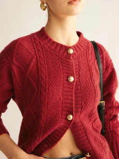 COMMENSE Round Neck Button Down Twist Cardigan* Cardigans|Sweaters & Cardigans