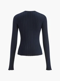 COMMENSE Round Neck Button Skinny Knit Top* Knitwear|Tops