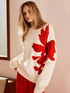 COMMENSE Round Neck Jacquard Sweater* Sweater Tops|Sweaters & Cardigans