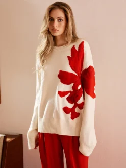 COMMENSE Round Neck Jacquard Sweater* Sweater Tops|Sweaters & Cardigans