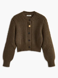 COMMENSE Round Neck Metal-Detail Crop Cardigan* Cardigans|Sweaters & Cardigans