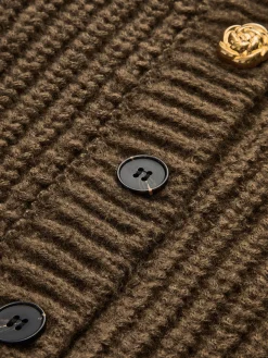 COMMENSE Round Neck Metal-Detail Crop Cardigan* Cardigans|Sweaters & Cardigans