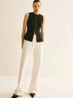 COMMENSE Round Neck Metal-Detail Vest* Outerwear|Vests
